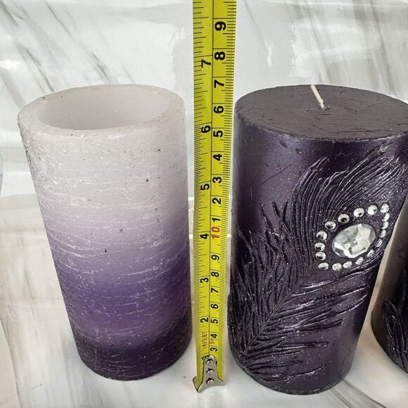 Purple Decorative Bedazzled Candles & Holders Single Wick & Battery Operated - Picture 12 of 14